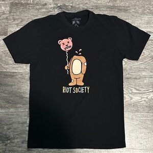Riot Society Black Tee with Bear Graphic